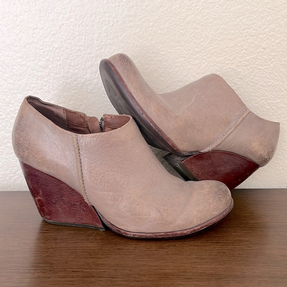 Kork-Ease comfort heeled grey leather booties